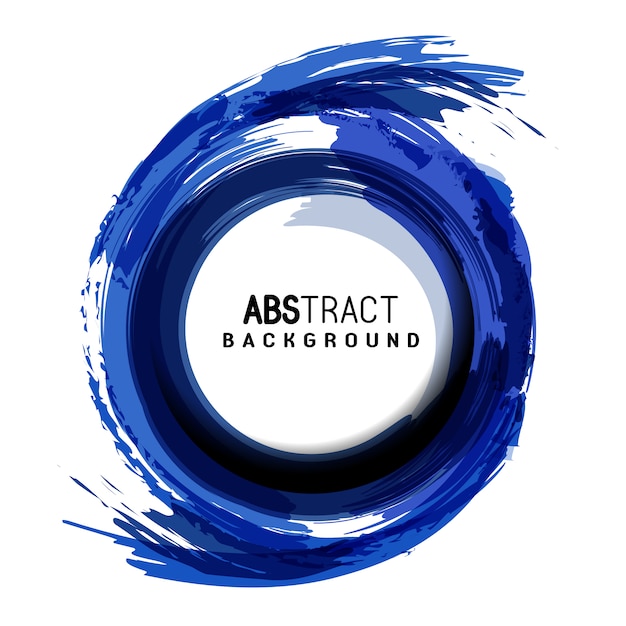 Download Blue circle artistic abstract brush strokes background with round place for text | Premium Vector