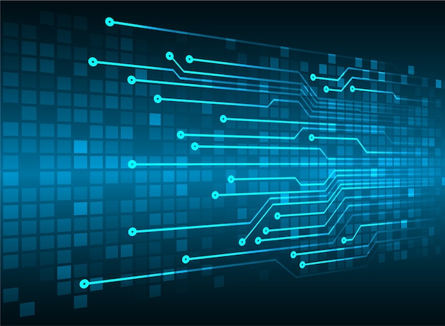 青回路サイバー未来技術コンセプト背景 プレミアムベクター