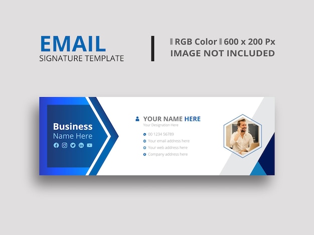 Premium Vector | Blue color email signature template