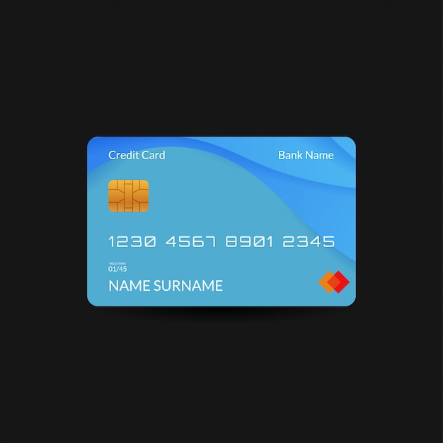 Download Premium Vector Blue Credit Card Template With Gradient Wave And Editable Text Yellowimages Mockups