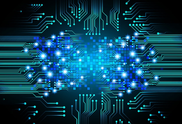 Blue cyber circuit future technology concept background Premium Vector