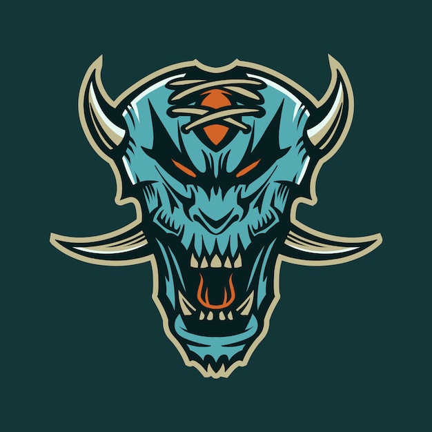 Premium Vector | Blue devil head vector illustration