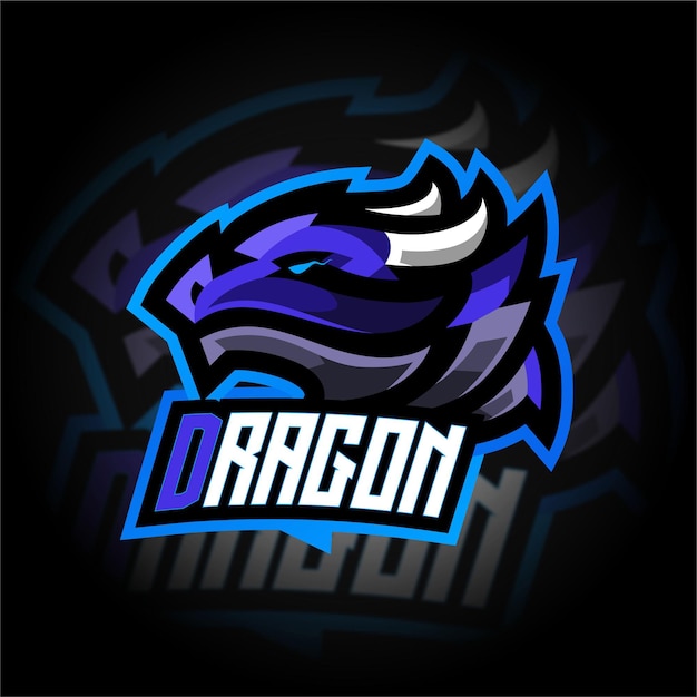 Premium Vector | Blue dragon mascot gaming logo