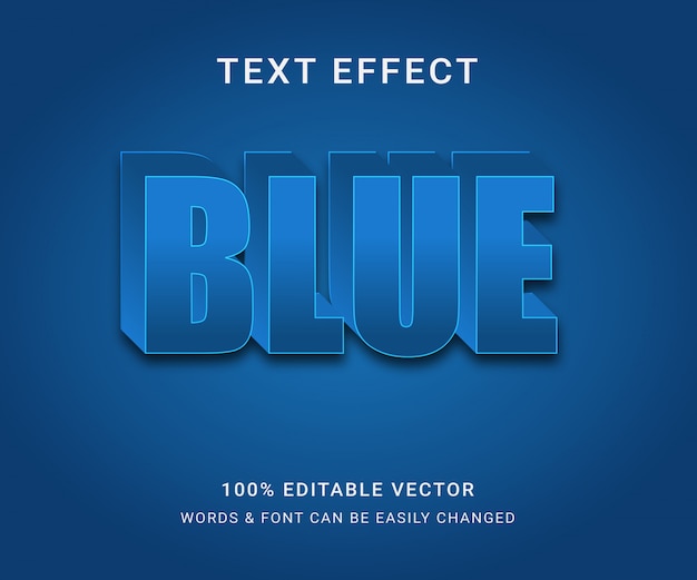 Blue editable text effect | Premium Vector