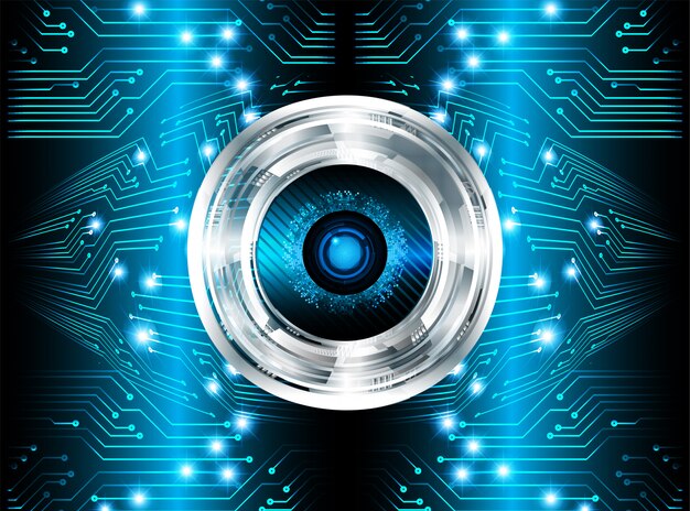 Blue eye cyber circuit future technology concept background Premium Vector