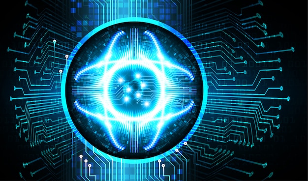 Blue eye cyber circuit future technology concept background Premium Vector