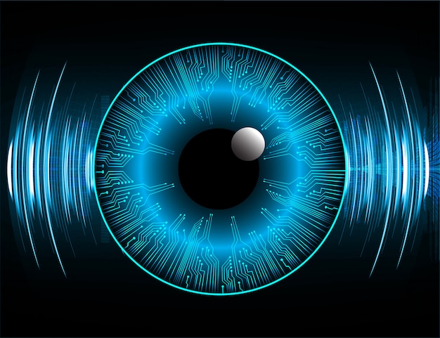 Blue eye cyber circuit future technology concept background Premium Vector