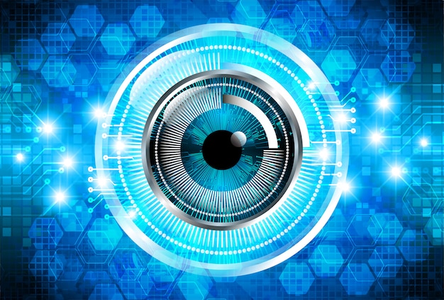 Blue eye cyber circuit future technology concept background Premium Vector