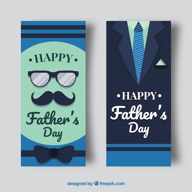 Blue fathers day banners with suit