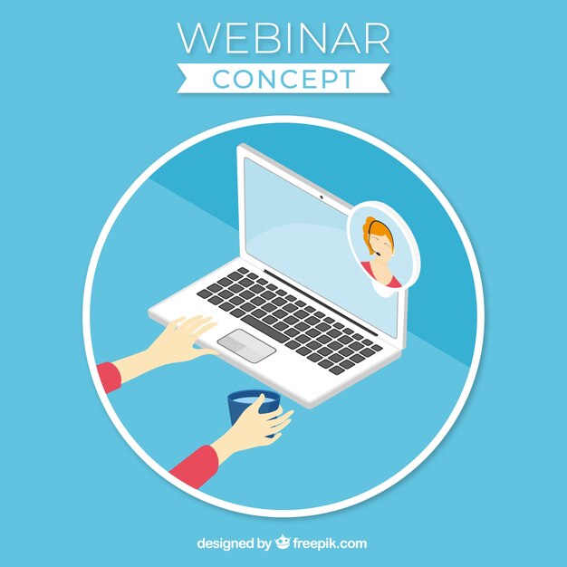 Blue flat webinar concept Free Vector Blue flat webinar concept Free Vector