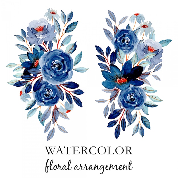 Download Premium Vector | Blue floral watercolor arrangement decoration