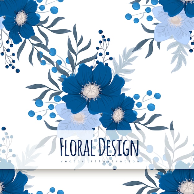 Blue flower background seamless pattern | Free Vector