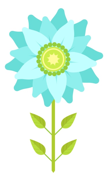 Premium Vector | Blue flower icon. growing green meadow plant