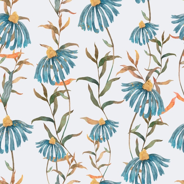 Download Free Vector | Blue flower seamless pattern