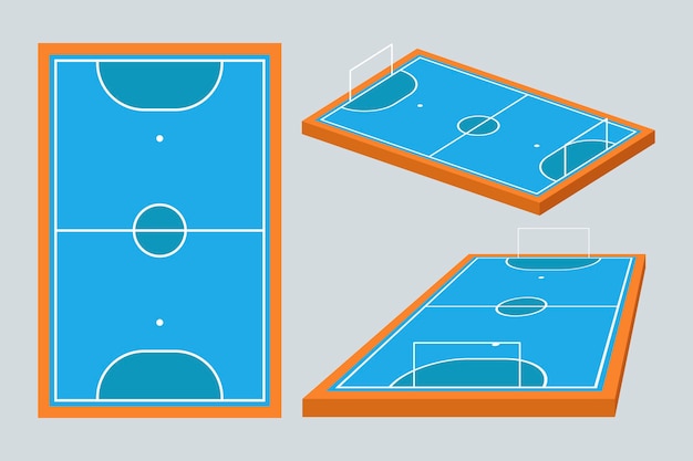 Premium Vector | Blue futsal field in different perspectives