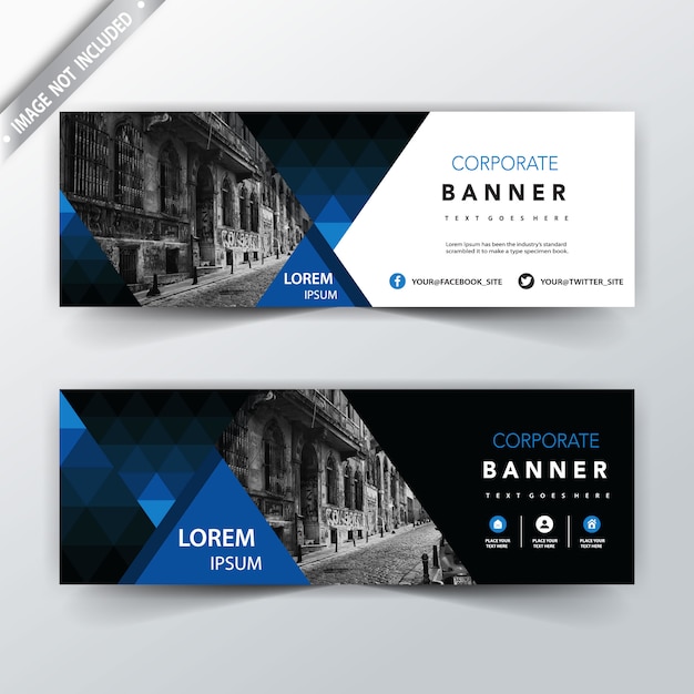 Free Vector Blue Geometric Back And Front Web Banner