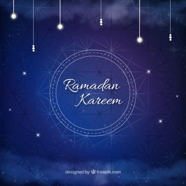 Free Vector | Blue geometric ramadan background with bright ornaments