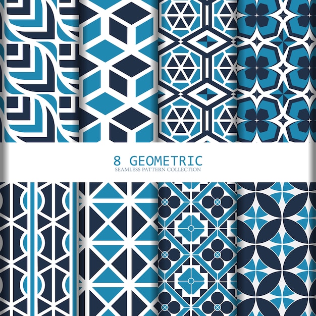 Premium Vector Blue Geometric Seamless Pattern Collection