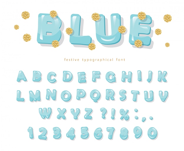 Download Premium Vector | Blue glossy font. gold glitter confetti.