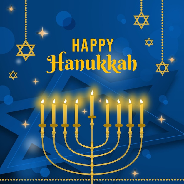 Premium Vector | Blue and golden hanukkah event representation