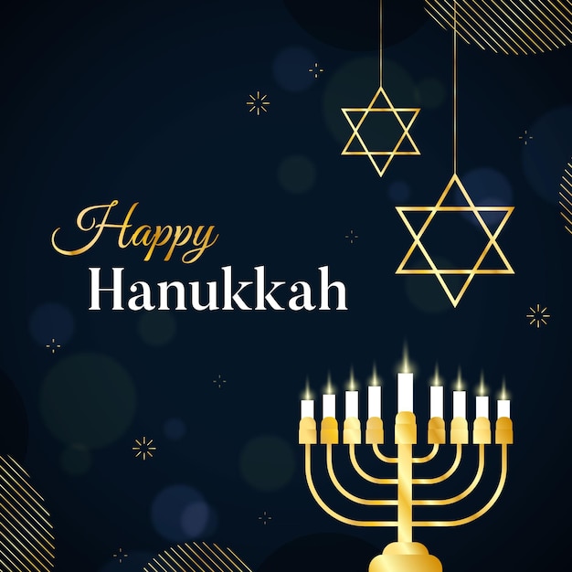 Premium Vector | Blue and golden hanukkah