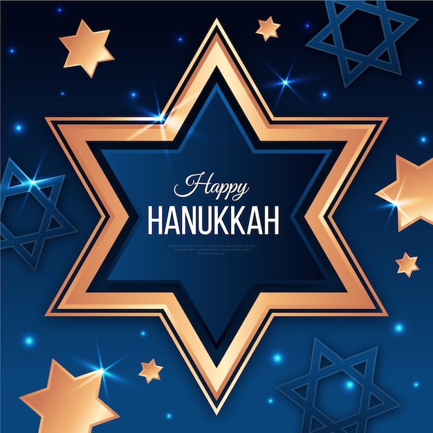 Premium Vector | Blue And Golden Hanukkah