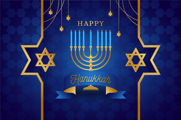 Free Vector | Blue and golden hanukkah