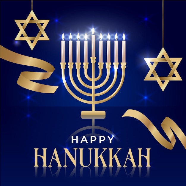 Premium Vector | Blue and golden hanukkah