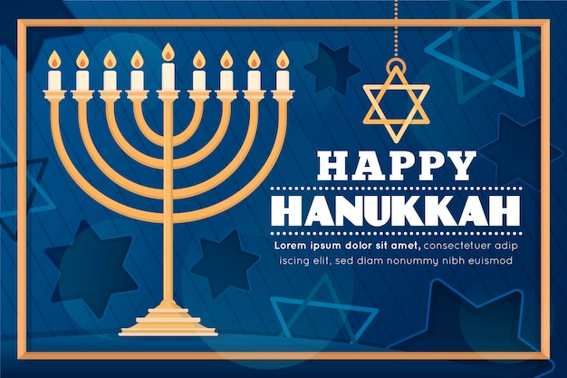 Premium Vector | Blue And Golden Hanukkah