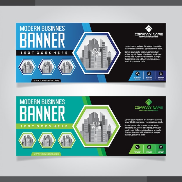 Premium Vector | Blue and green banner background modern template