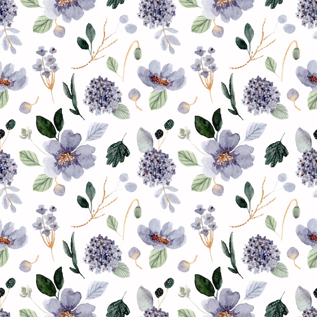 Premium Vector | Blue green floral watercolor seamless pattern