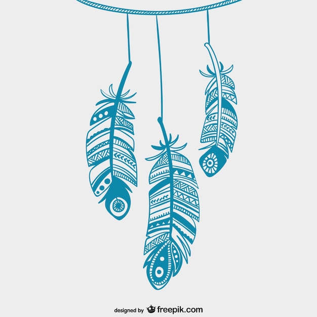 Download Blue hanging feathers Vector | Free Download