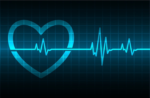 Blue heart pulse monitor with signal Premium Vector