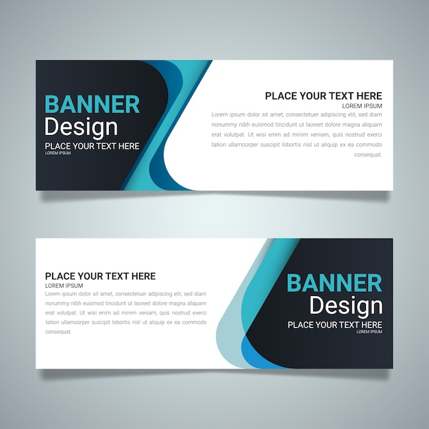 Premium Vector | Blue horizontal business banner layout template design.