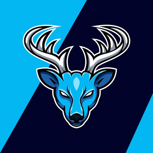 Premium Vector | Blue ice deer mascot logo design