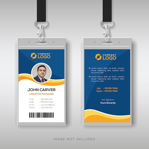 Premium Vector Blue Id Card Template With Yellow Details