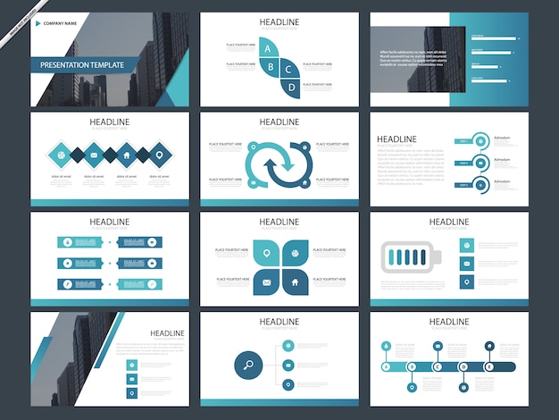 Premium Vector | Blue infographic presentation templates