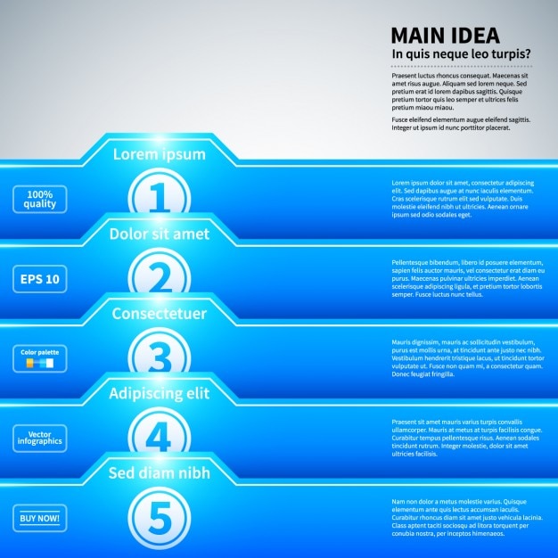Blue infographic with folders style and glossy\
texture