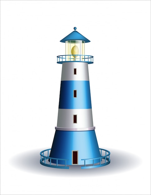 Premium Vector | Blue lighthouse isolated on white