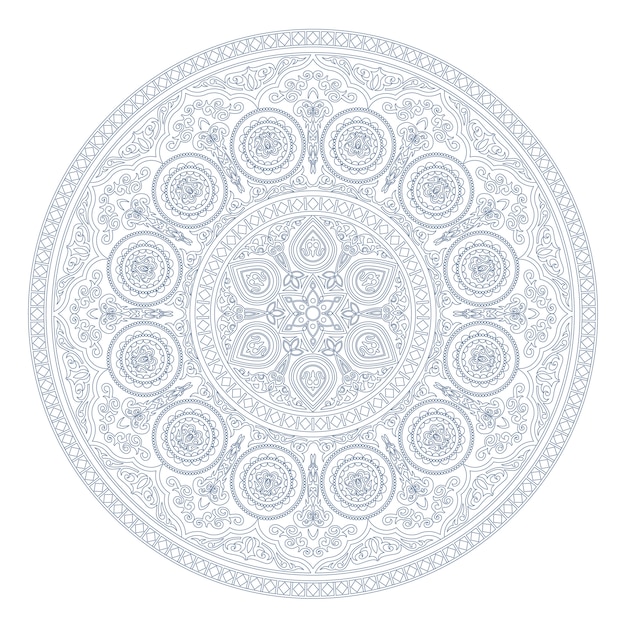 Download Blue mandala pattern in boho style on white Vector ...