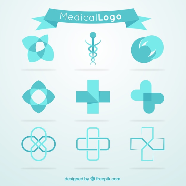 Blue medical logo collection | Free Vector
