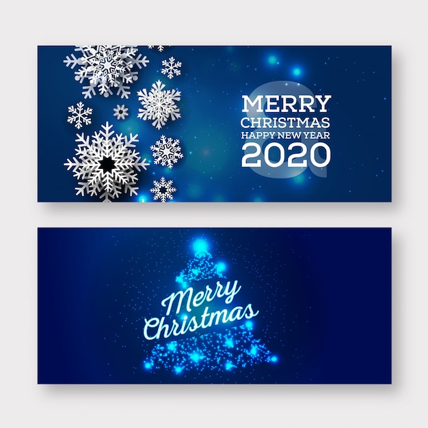 premium-vector-blue-merry-christmas-banner