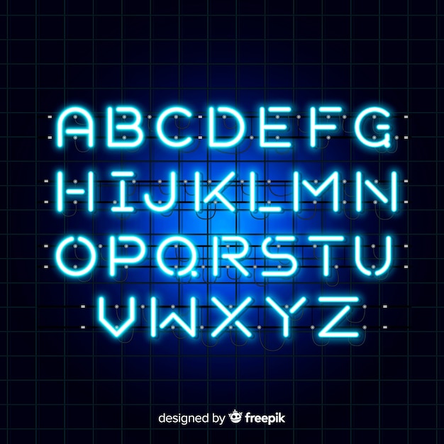 Free Vector | Blue neon alphabet