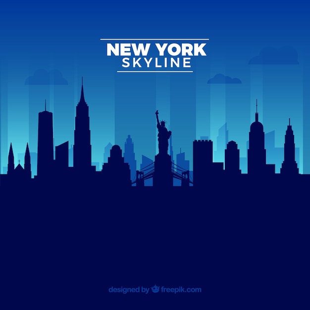 Premium Vector | Blue new york skyline