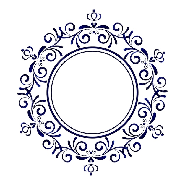 Download Premium Vector | Blue ornamental frame, decorative round, abstract floral ornament border