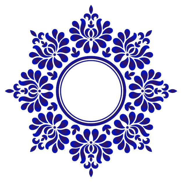 Premium Vector Blue Ornamental Round Decorative Circle Art Frame