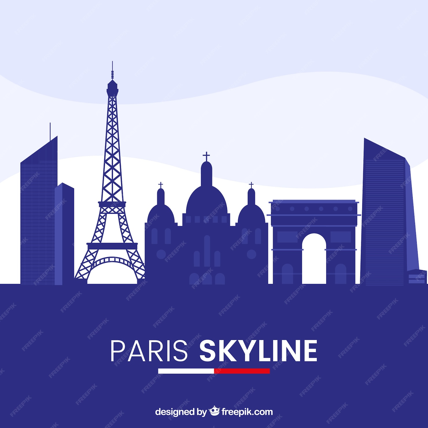 Free Vector | Blue paris skyline