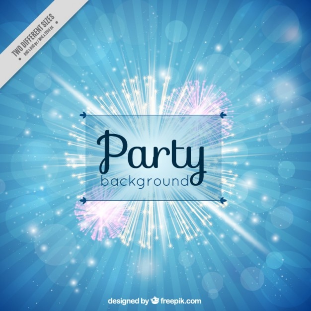 Blue party  background  with fireworks Vector Free Download