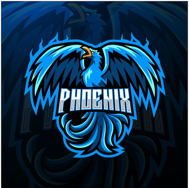 Premium Vector | Blue phoenix esport mascot logo design