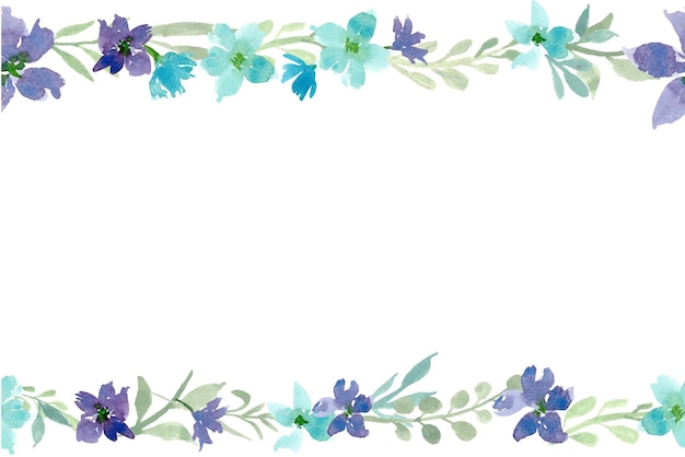 Premium Vector | Blue and purple floral seamless border with mint ...